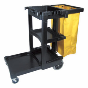 RUBBERMAID JANITORS CART w/YELLOW VINYL BAG - Black - G7464